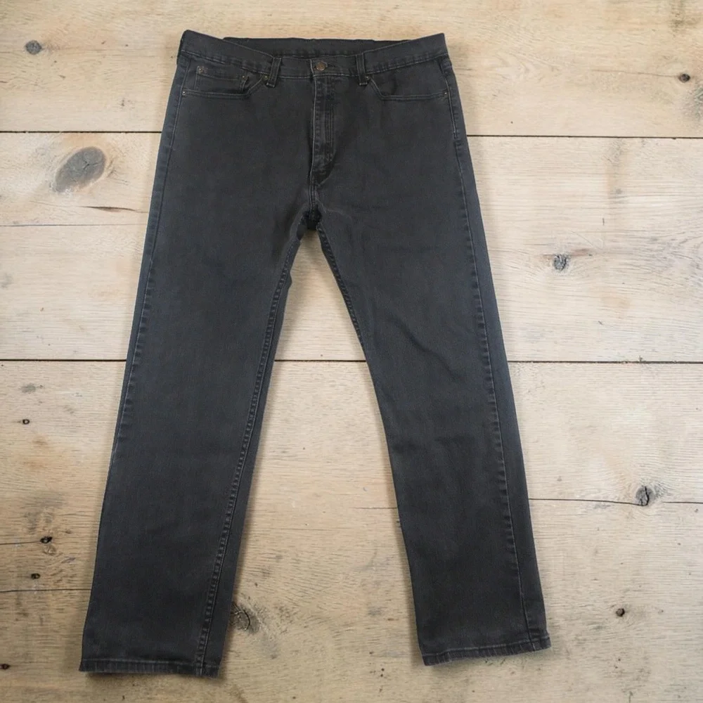 Levi's 505 Jeans Mens 38x32 (Actual 38x30) Black Straight Leg Regular Stretch